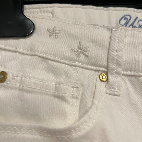 US Polo Assn. White Cropped Jeans w/ Embroidered Flowers and Patches 12 Regular - Picture 3 of 10